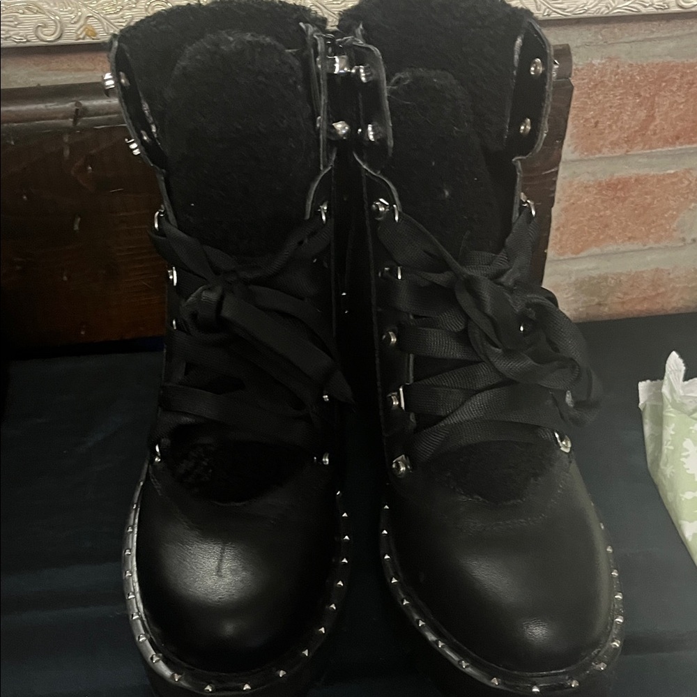 Steve Madden Black Combat Boots with Studded Details No box